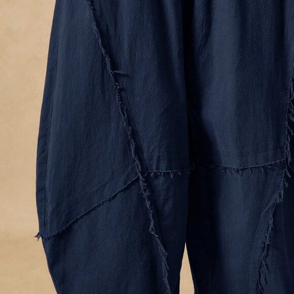 Blue Casual boho Women's Street Chic Minimalist Elastic Waist Side Pocket pants - Picture 9 of 9